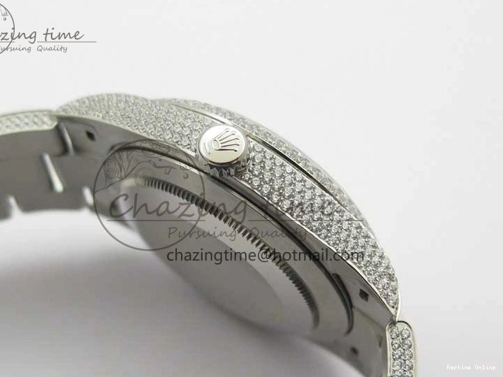 0224 Practical DateJust 41 126334 904 Full Paved Diamonds BP Maker Best Edition Silver Dial on Oyster Bracelet A 2542